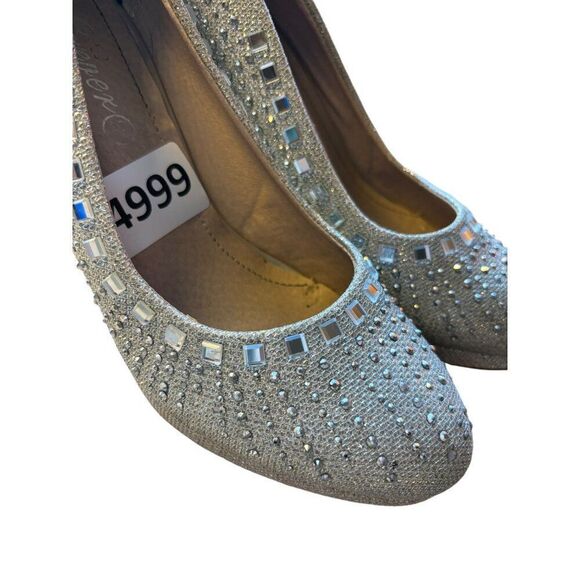 Elegant Silver Rhinestone High Heels Womens Size 6.5 midheel - Picture 10 of 10